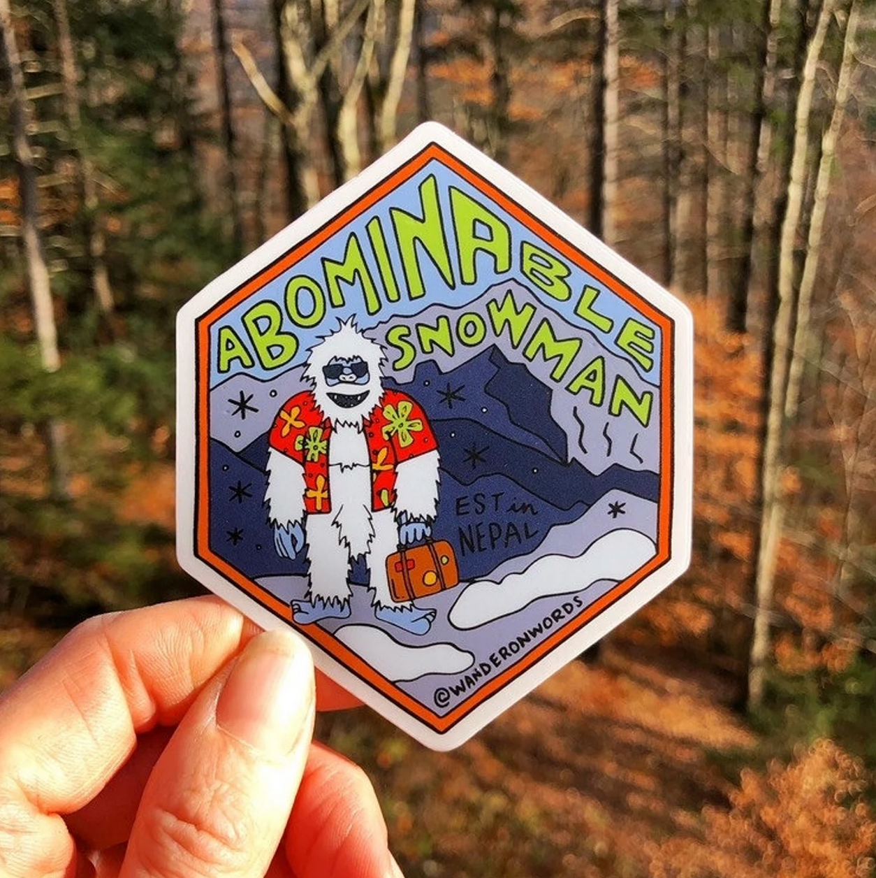 Abominable Snowman Hand-Drawn Cryptid Sticker