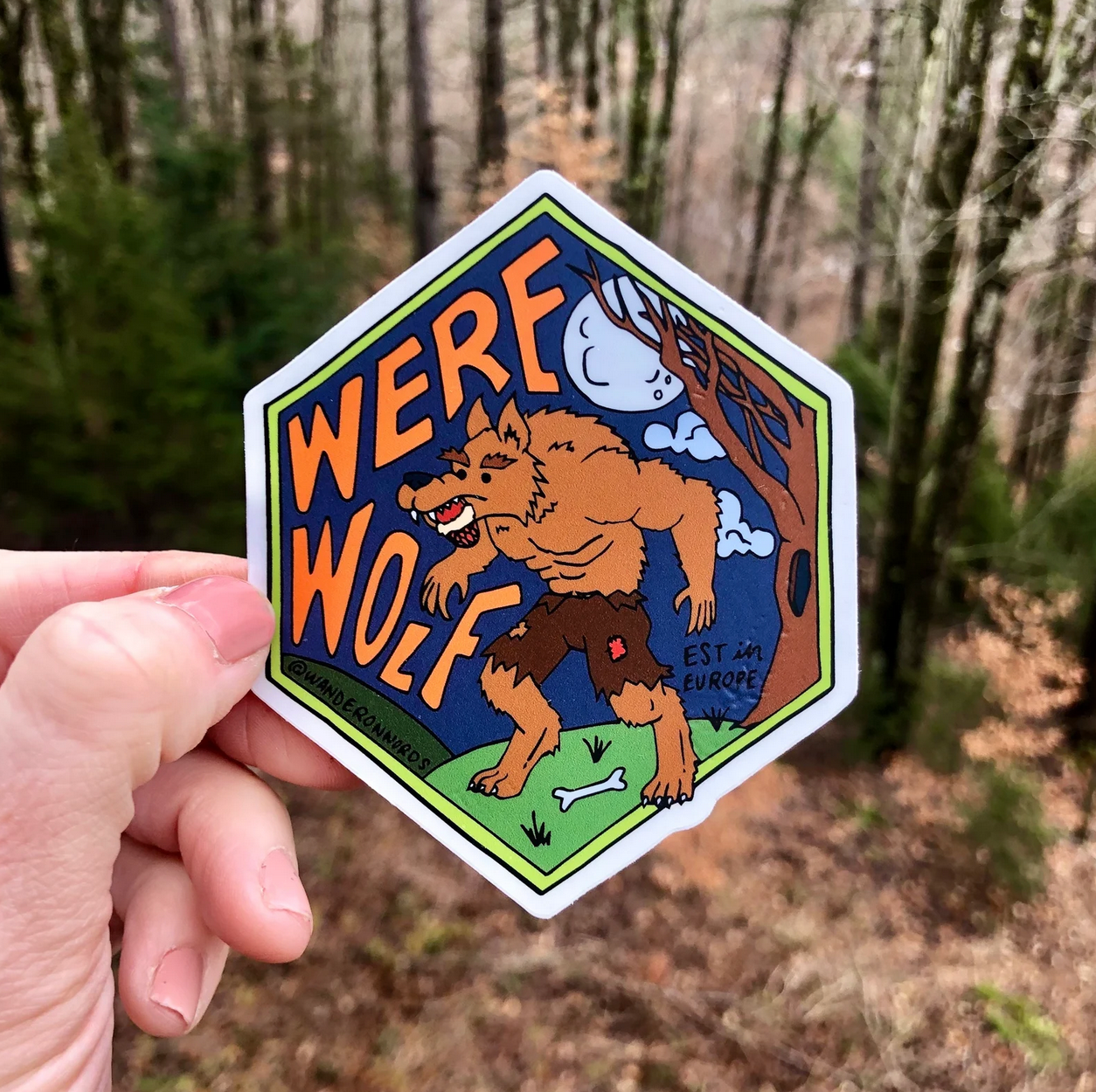 Werewolf Hand-Drawn Cryptid Sticker