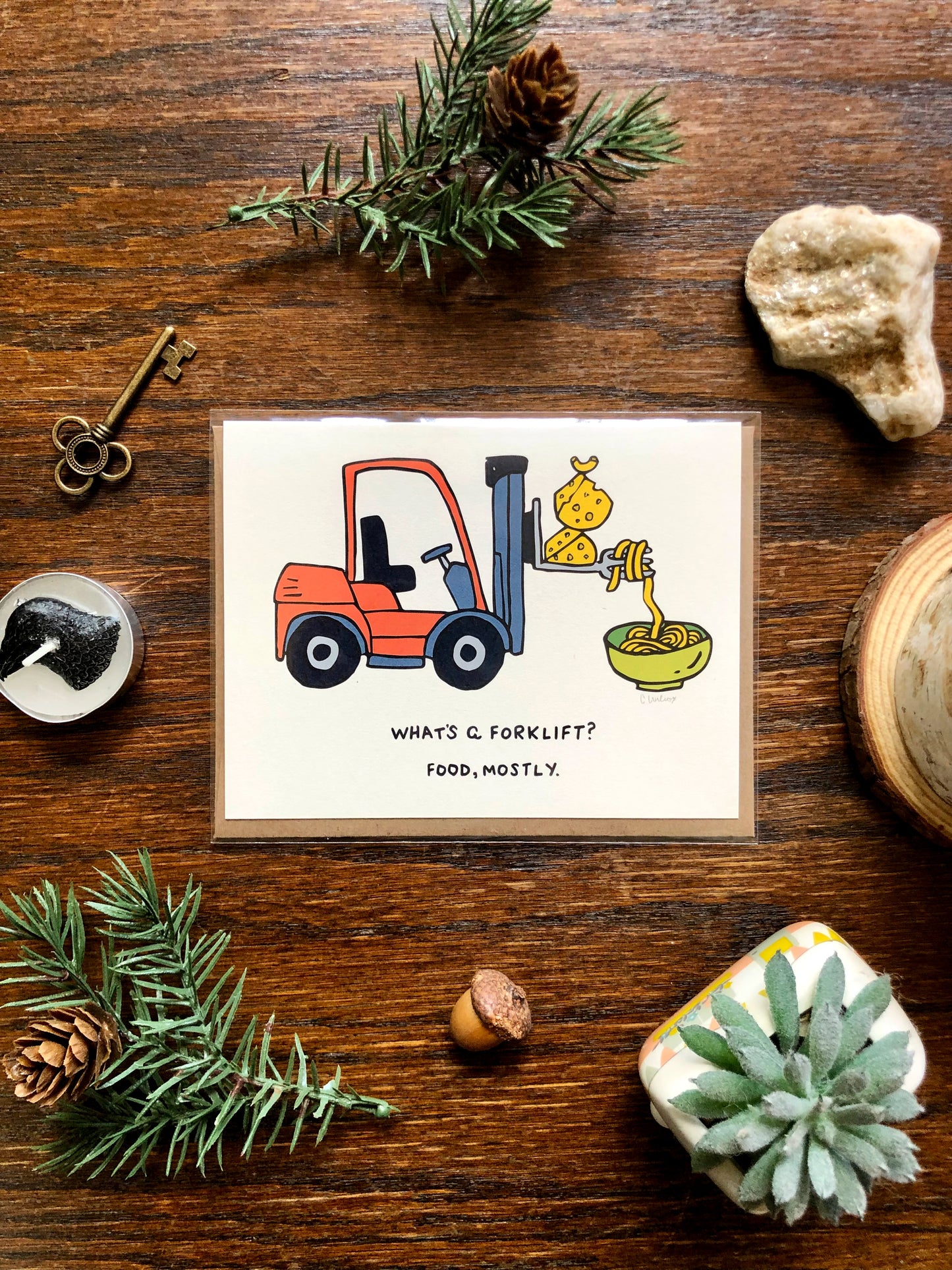 Forklift Pun Card