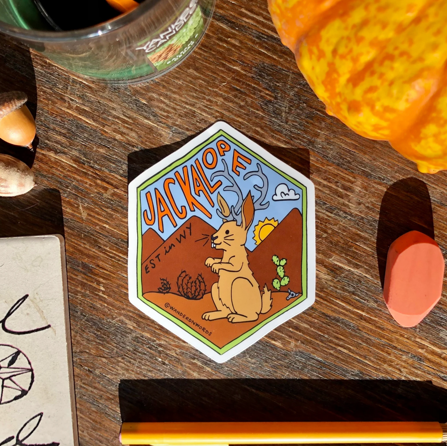 Jackalope Hand-Drawn Cryptid Sticker