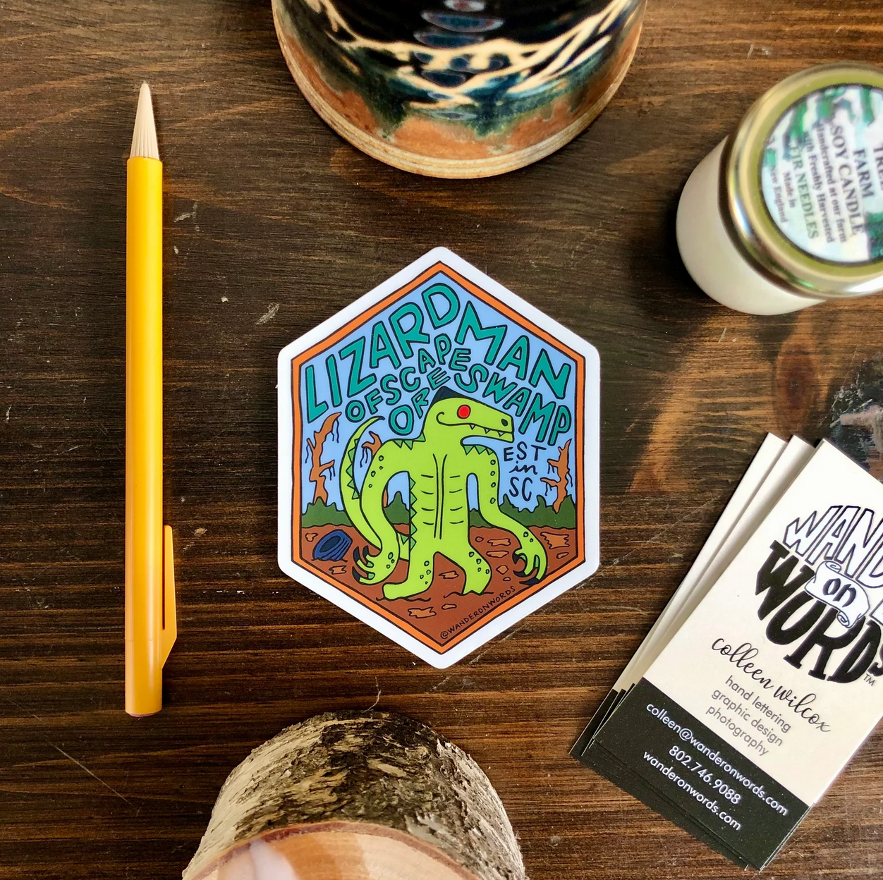 Lizard Man of Scape Ore Swamp Hand-Drawn Cryptid Sticker