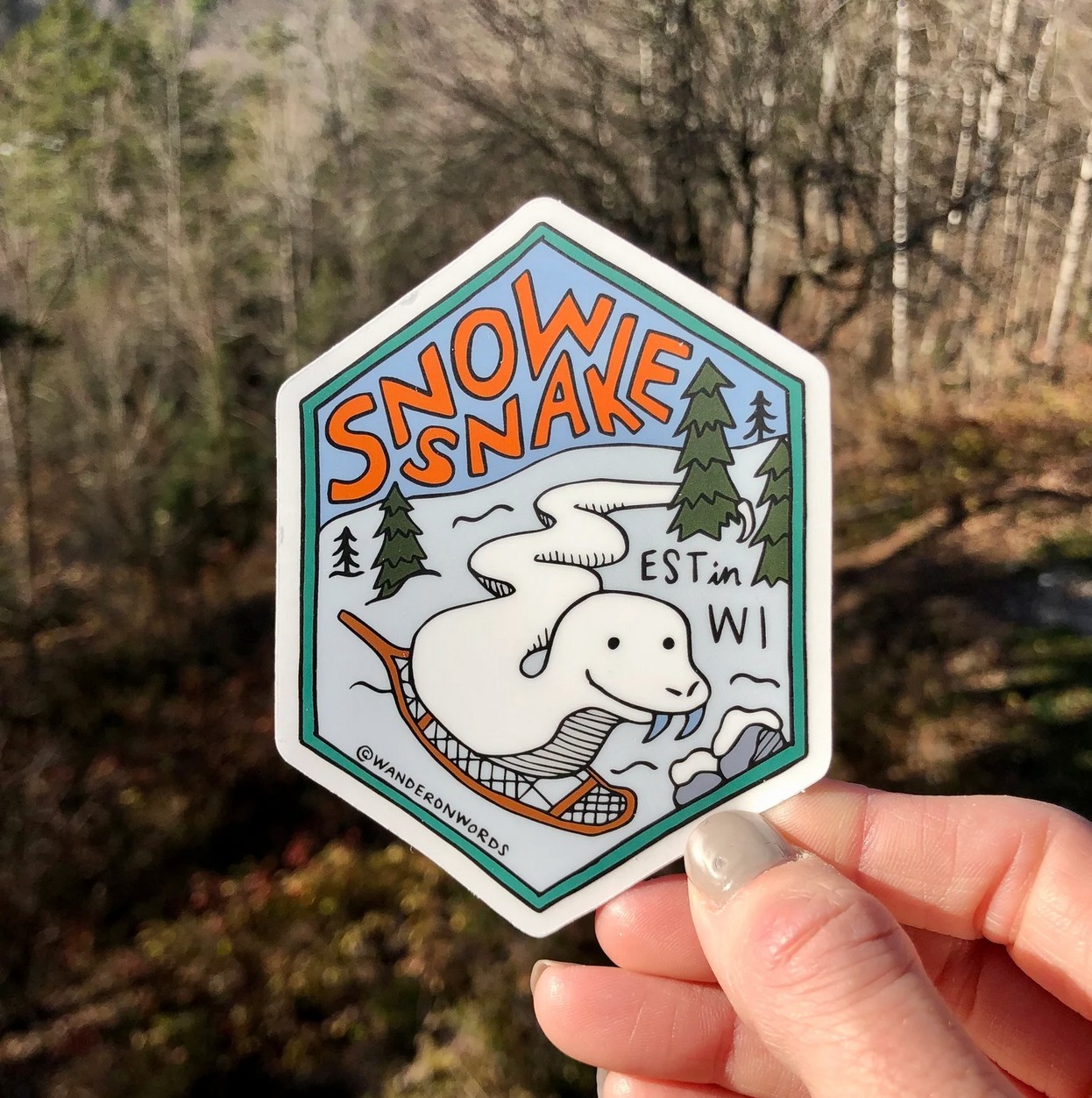 Snow Snake Hand-Drawn Cryptid Sticker