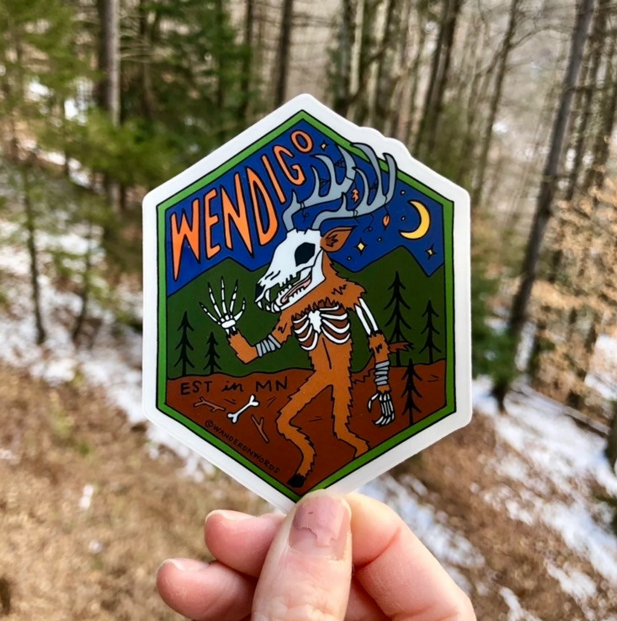 Wendigo Hand-Drawn Cryptid Sticker