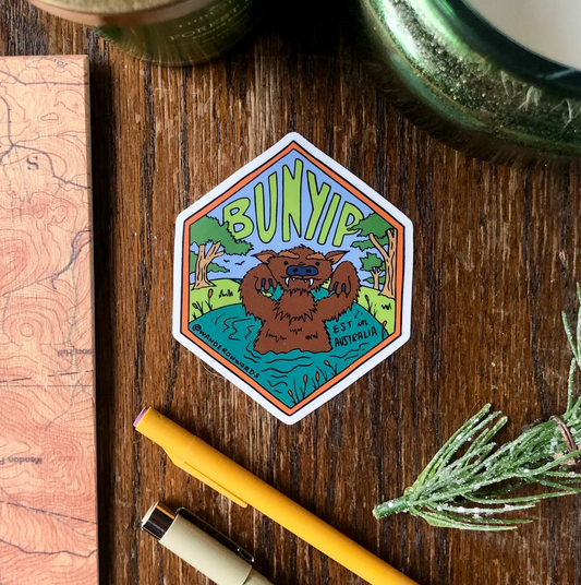 Bunyip Hand-Drawn Cryptid Sticker