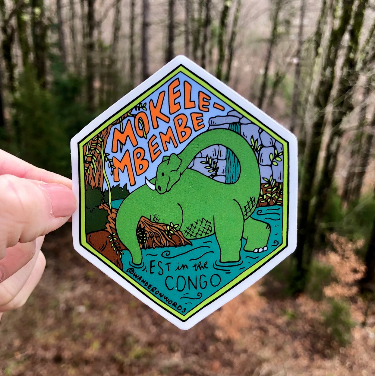 Mokele Mbembe Hand-Drawn Cryptid Sticker