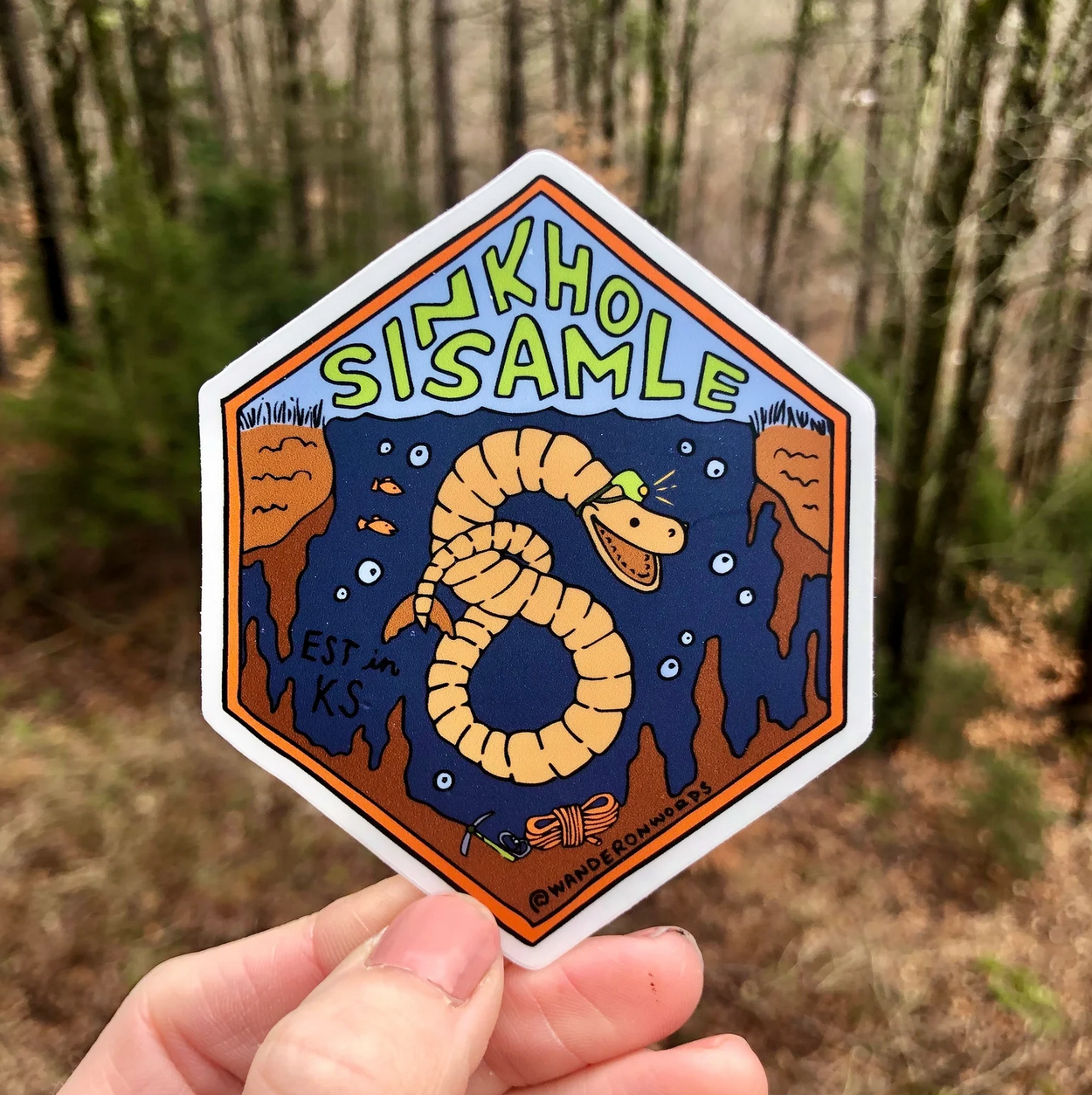 Sinkhole Sam Hand-Drawn Cryptid Sticker