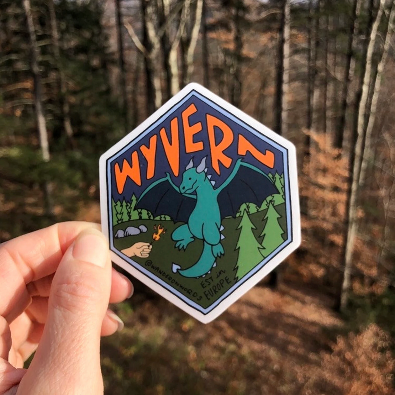 Wyvern Hand-Drawn Cryptid Sticker