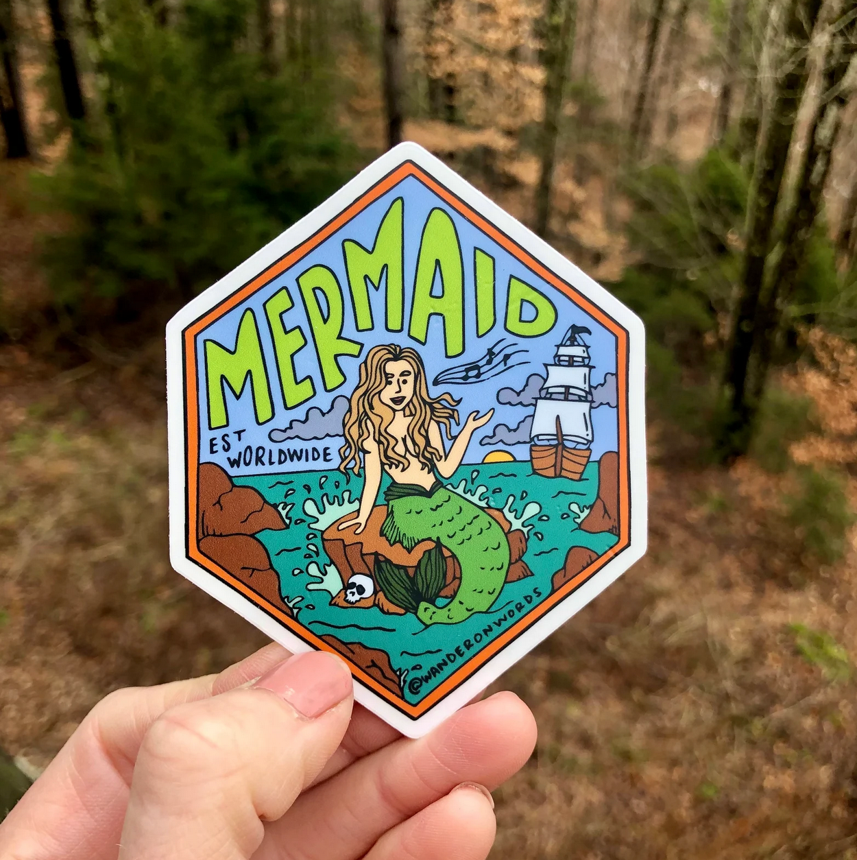 Mermaid Hand-Drawn Cryptid Sticker