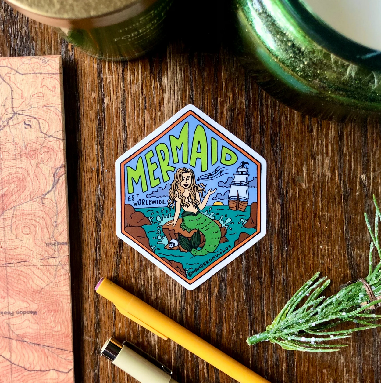 Mermaid Hand-Drawn Cryptid Sticker