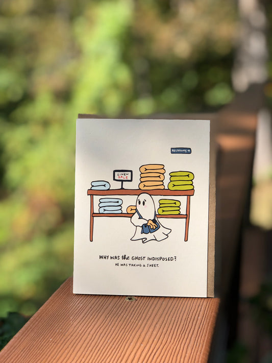 Taking A Sheet Illustrated Ghost Pun Card